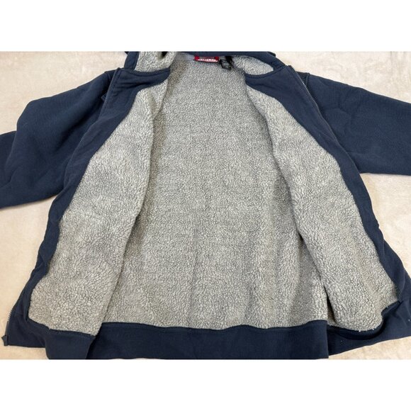 Craftsman Hoodie Men L/G Navy Blue Waffle Zip Up Sherpa Lined Warm Heavy - Picture 8 of 9